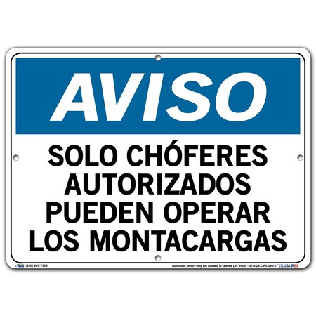 Vestil Polystyrene Sign, 10-1/2" Height, 14-1/2" Width, Polystyrene, Rectangle, Spanish SI-N-25-C-PS-040-S